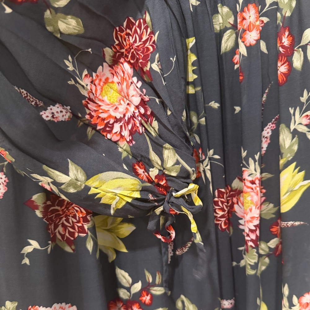 Anthropologie Evelin Maxi Dress Green Floral Boho Ruffle Tiered Chiffon‎ size XS - Picture 8 of 9